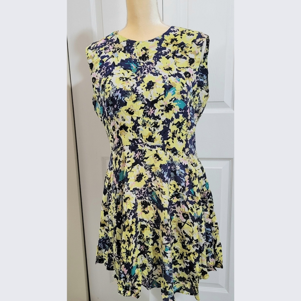 H&M floral high-low summer dress yellow multi colored